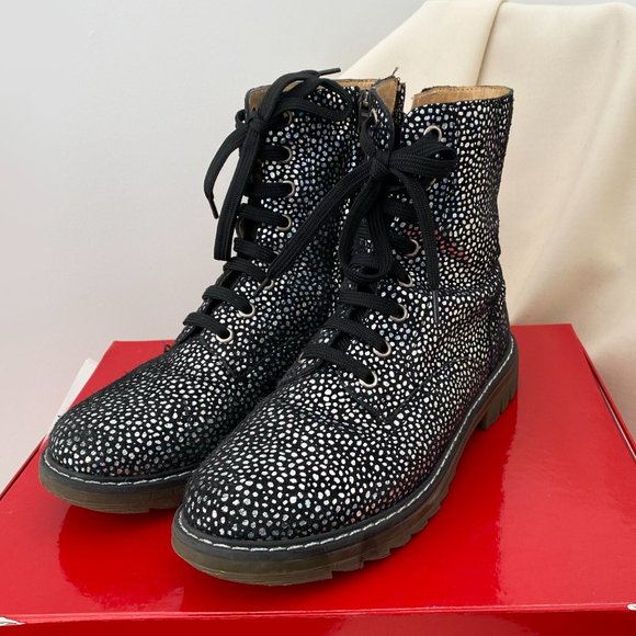 ** KIDS ** Pom D'Api "Sid Ranger" Silver Polka Dot Suede Boots, size 35 - Picture 12 of 16